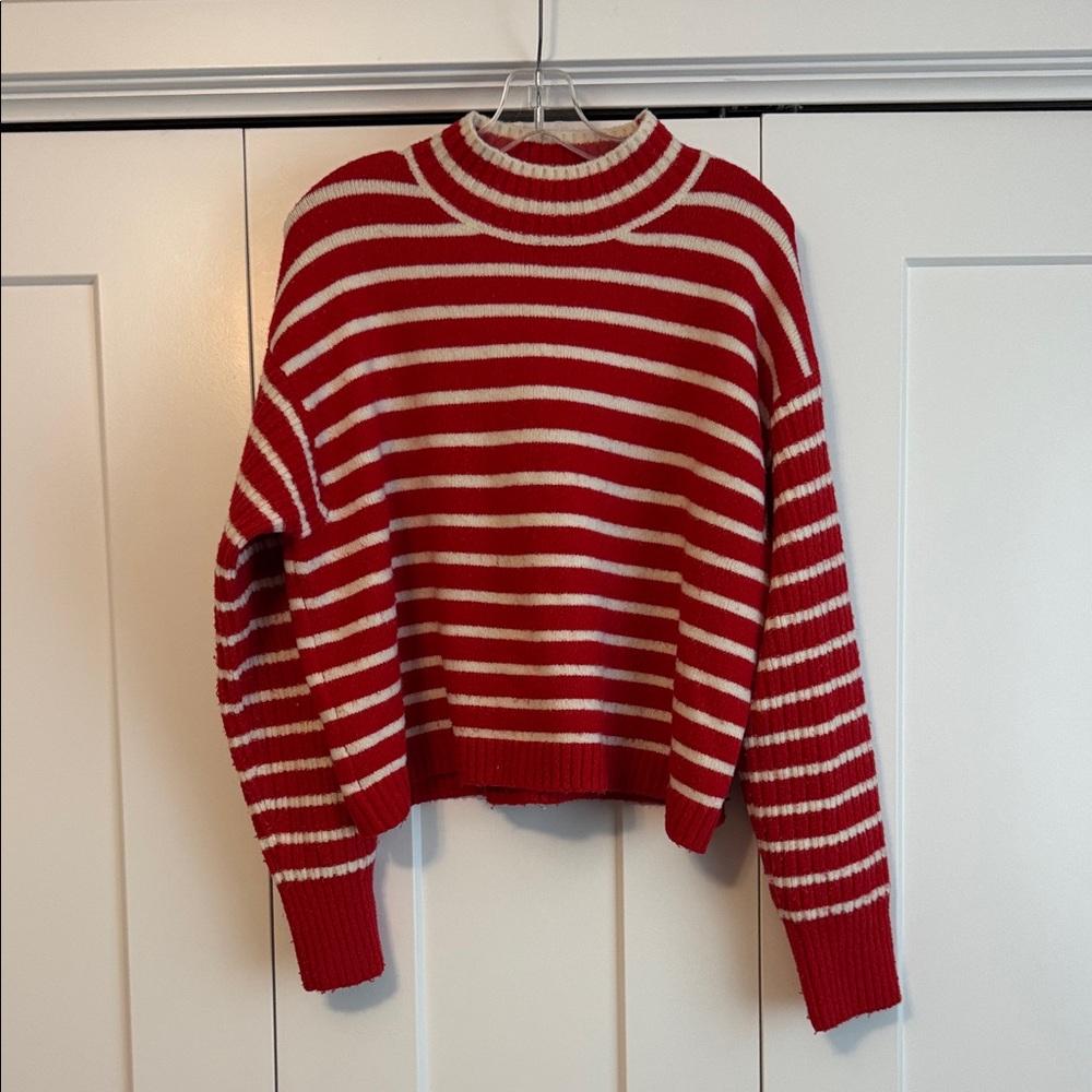 Altar'd State Cropped Striped Turtleneck Sweater